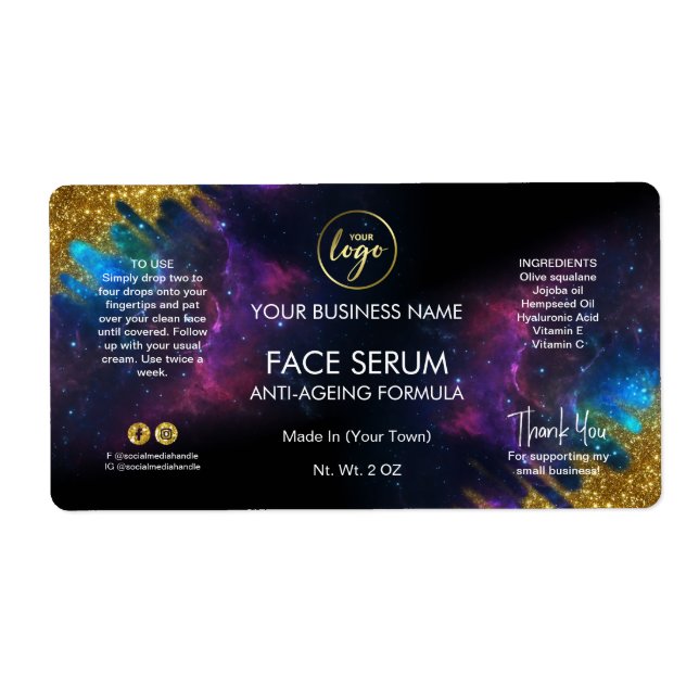 Galaxia Purpurina Etiqueta De Sero De Cara Negra Y (Frente)