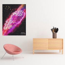 Galaxy Aquarius Rótulo zodiaco personalizado arte 