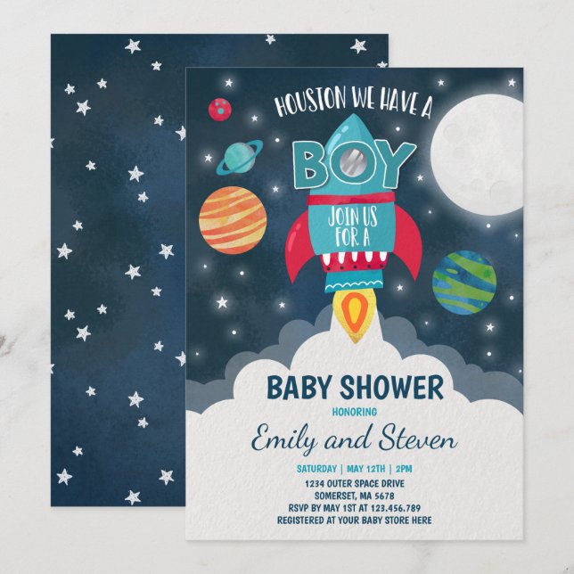Galaxy Baby Shower de Invitación a Baby Shower esp (Anverso / Reverso)