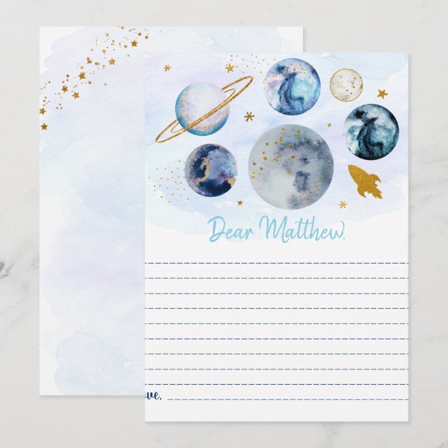 Galaxy Blue Gold Space Tarjetas de la cápsula del  (Anverso / Reverso)