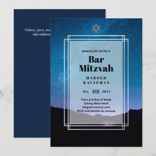 GALAXY Boys BAR MITVAH Espacio Invitación Azul