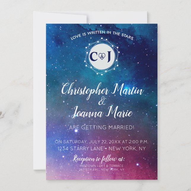 Galaxy Constellation Wedding Invitación Estrellas  (Anverso)