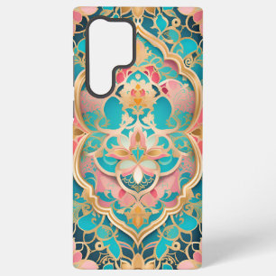 Galaxy S22 Ultra Funda para teléfono Samsung Arabesque rosa y azul 