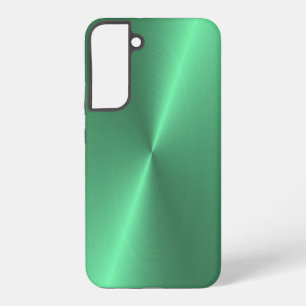 Galaxy S22+ Funda verde brillante de metal falso para Samsung
