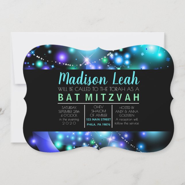GALAXY GLOWLOWLOWSTARS Bat Mitzvah Invitación (Anverso)