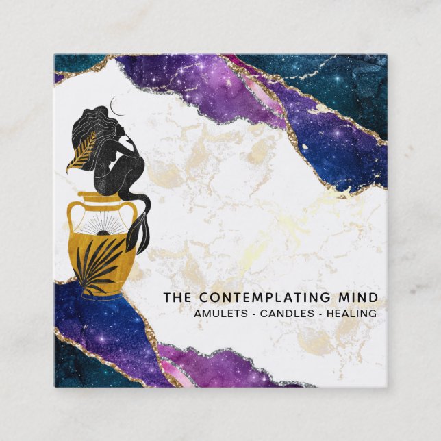 *~* Galaxy Mermaid Moon Mystic Agate Tarjeta de Ne (Anverso)