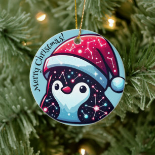 Galaxy Penguin Navidades cósmicos Ornamento cerá