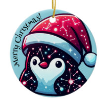 Galaxy Penguin | Navidades cósmicos Ornamento cerá