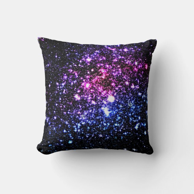 Galaxy Sparkle Stars Almohada Rosa Morado Azul (Anverso)