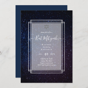 Galaxy Starry Night BAT MITZVAH Agate Invitación