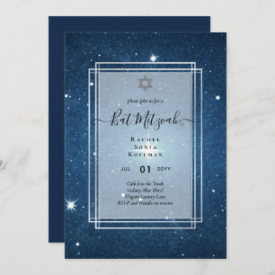 Galaxy Starry Night BAT MITZVAH Agate Invitación