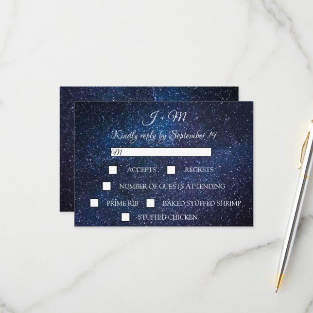 Galaxy Starry Night Celestial Stars Moderno RSVP (Anverso/Reverso In Situ)