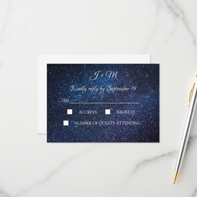 Galaxy Starry Night Celestial Stars Moderno RSVP (Anverso/Reverso In Situ)