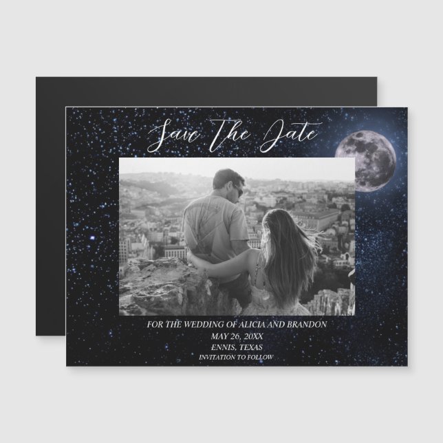 Galaxy Starry Night Stars Sky Boda Moon Magnet (Anverso/Reverso)