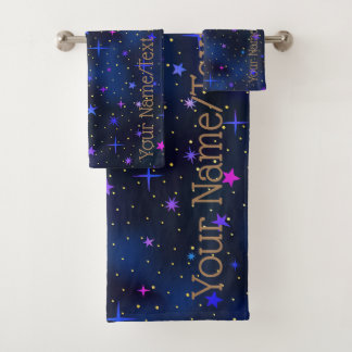 Galaxy Stars Midnight Blue Bath Set