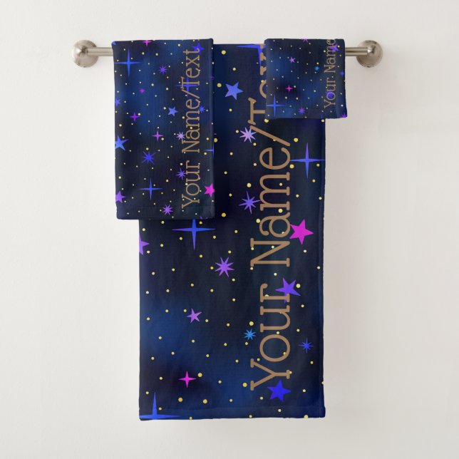 Galaxy Stars Midnight Blue Bath Set (In situ)