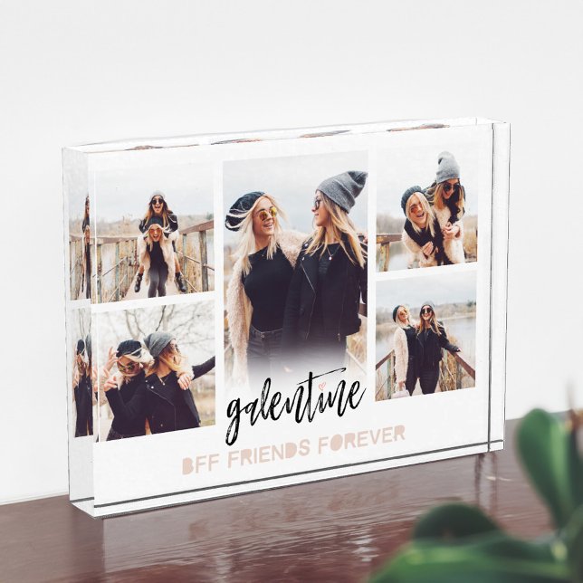 Galentine BFF Amigos Por Siempre Collage de fotos  (Galentine BFF Friends Forever Photo Collage White)