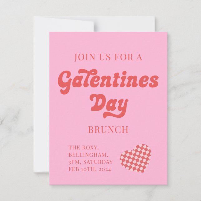 Galentines Day Brunch invita al corazón retro (Anverso)