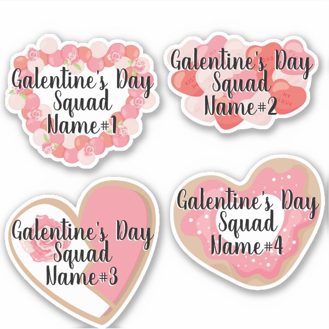 Galentine's Day Squad agrega nombres de Pegatinas  (Anverso)