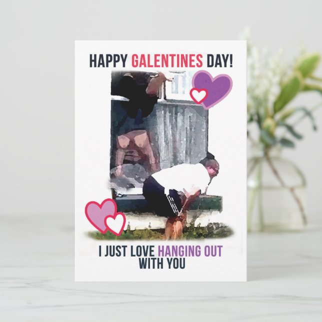 Galentines Tarjeta de video viral en caída de vent (Anverso de pie)