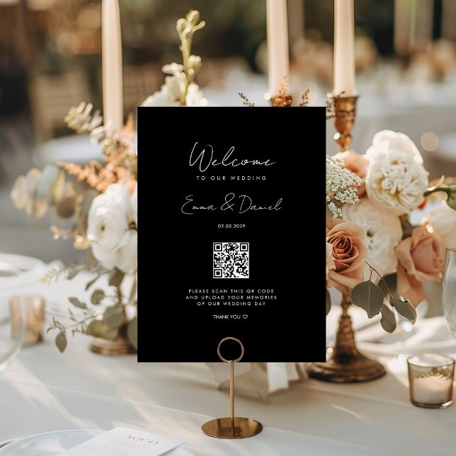 Galeria de Boda negro de código QR de bienvenida (Subido por el creador)