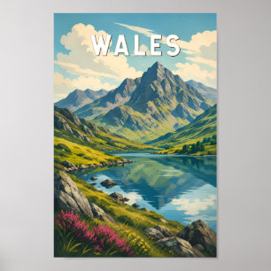 Gales Reino Unido Ilustración Arte Viaje Retro