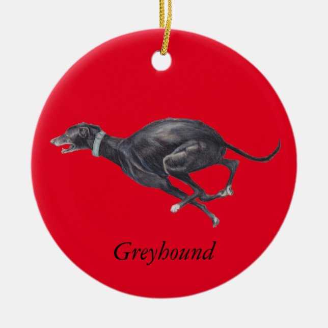 Galgo negro en el ornamento rojo del arte del (Frente)