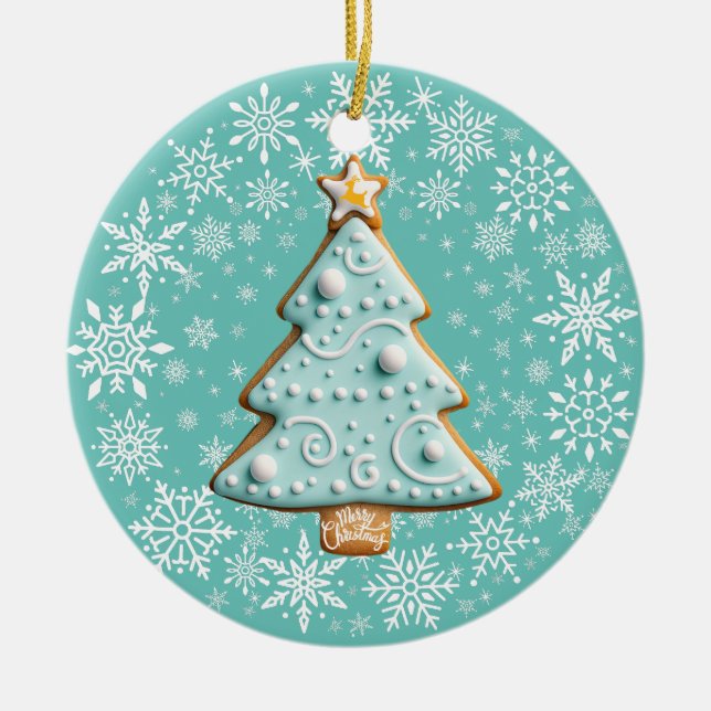 Galleta de pan de jengibre, adorno de árbol de Nav (Frente)
