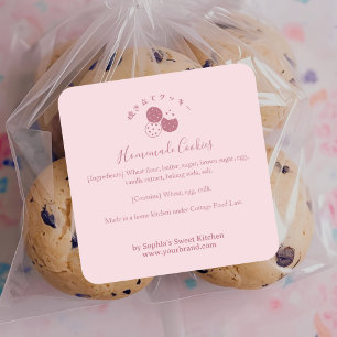 Galletas Caseras Rosa Minimalista Etiqueta de Ingr