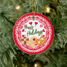 Galletas danesas Felices fiestas Ornamentos azul r