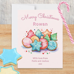 Galletas de Navidad rosadas heladas festivas perso