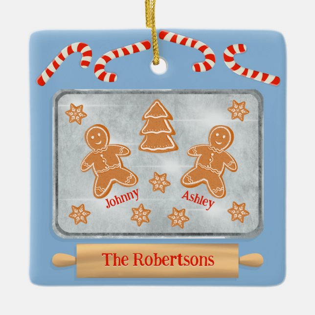 Galletas de pan de jengibre familia de dos adornos (Anverso)