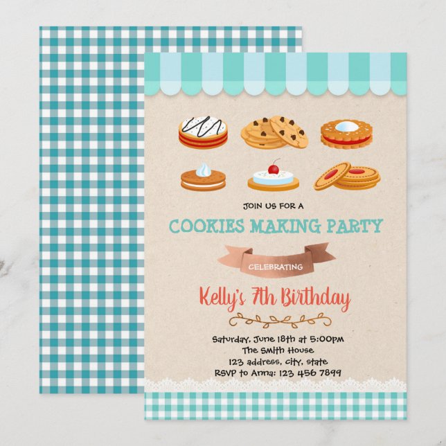 Galletas que hacen la invitación de la fiesta de (Anverso / Reverso)