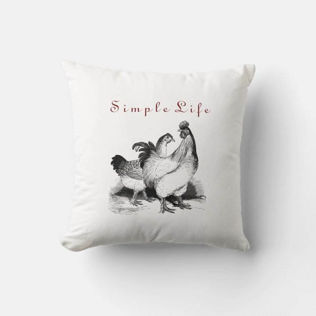 Gallina del gallo Cojín decorativo 16" de ambos (Anverso)