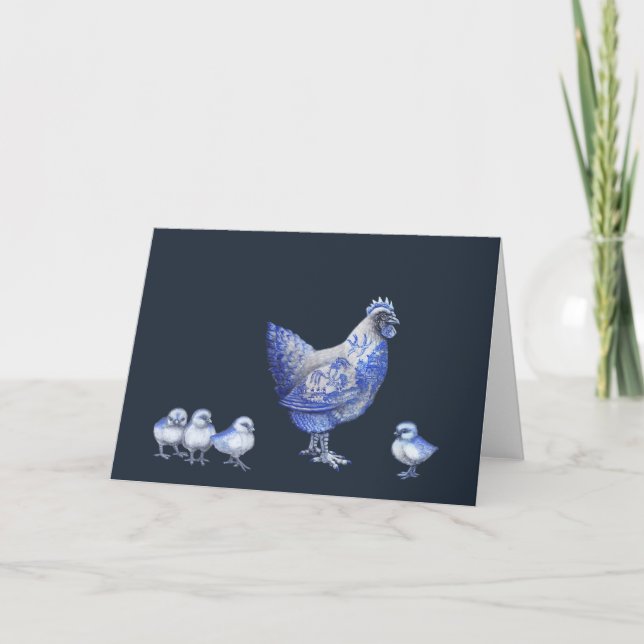 Gallina del sauce y tarjeta de felicitación azules (Anverso)