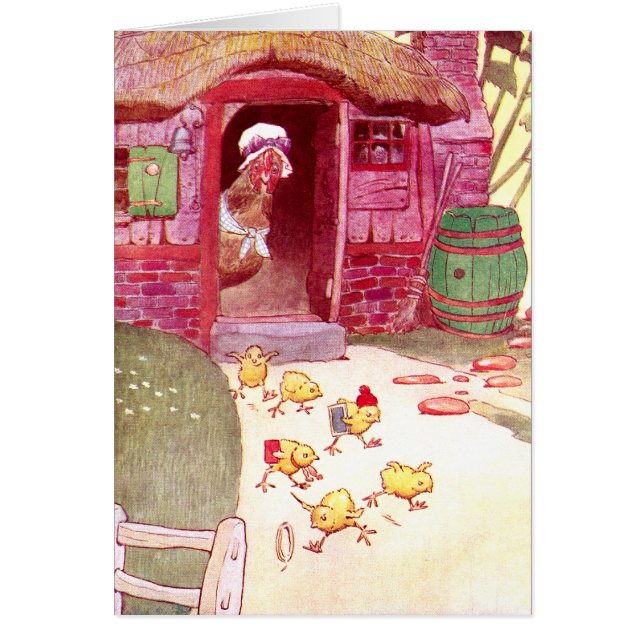 Gallina en polluelos de observación de la casa (Frente)