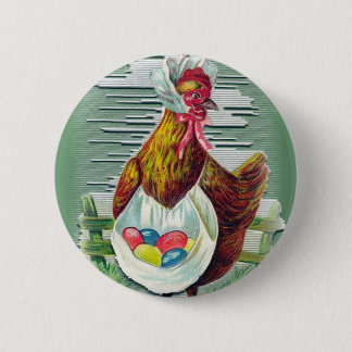 Gallina y botón de Pascua de los huevos