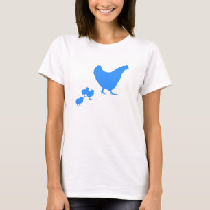 Gallina y camiseta de los polluelos (silueta azul)