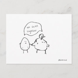 gallina y postal de huevo