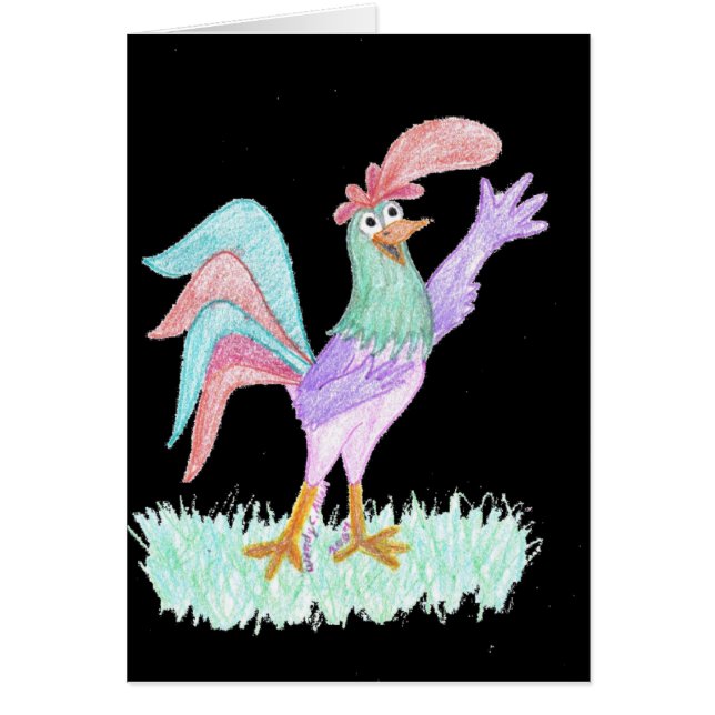 Gallo Cantando en Negro por Wendy C. Allen (Frente)