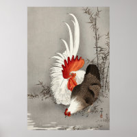 Gallo de época y arte japonés de pollo