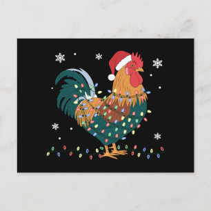 Gallo de Navidad Sombrero de Santa Luces Copo de N