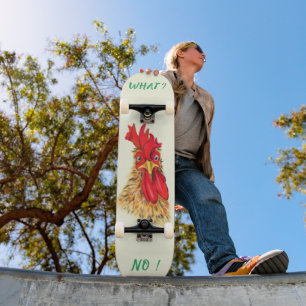 Gallo Divertido Patineta Texto Personalizado