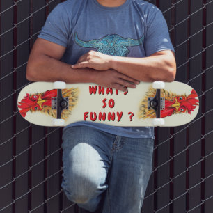 Gallo Divertido Patineta Texto Personalizado