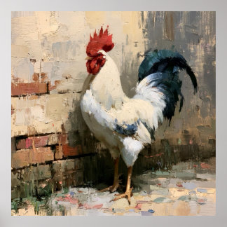 Gallo Estilo Vintage Pintura Impresión Artística