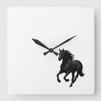 Gallop elegante: Reloj de pared de caballos negro"