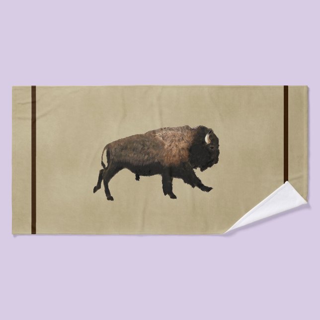 Galloping Bison Sobre Papel Antiguo (Toalla de baño)