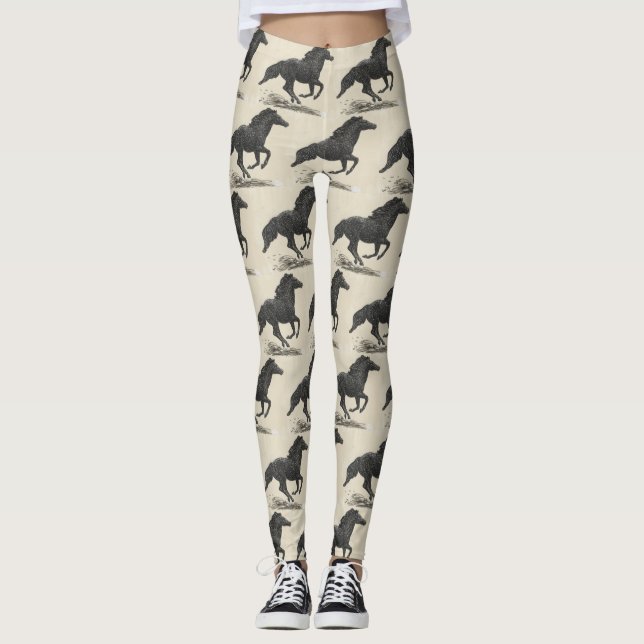 Galloping Black Horse Leggings (Anverso)