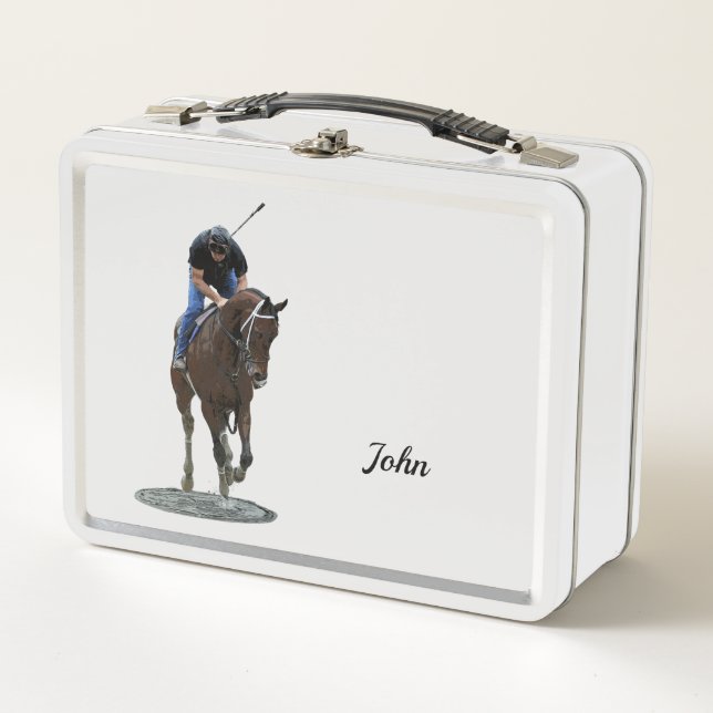 Galloping Thoroughbred Horse Metalizado Lunchbox (Anverso)