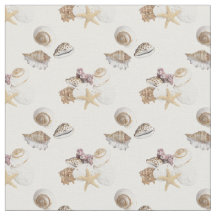 Gallore de los Seashells en la tela blanca